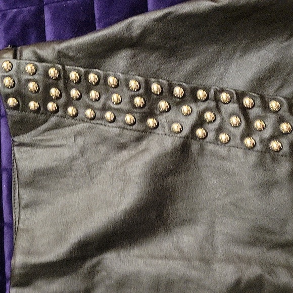 Black Faux Leather Studded Mini Skort - Picture 13 of 13